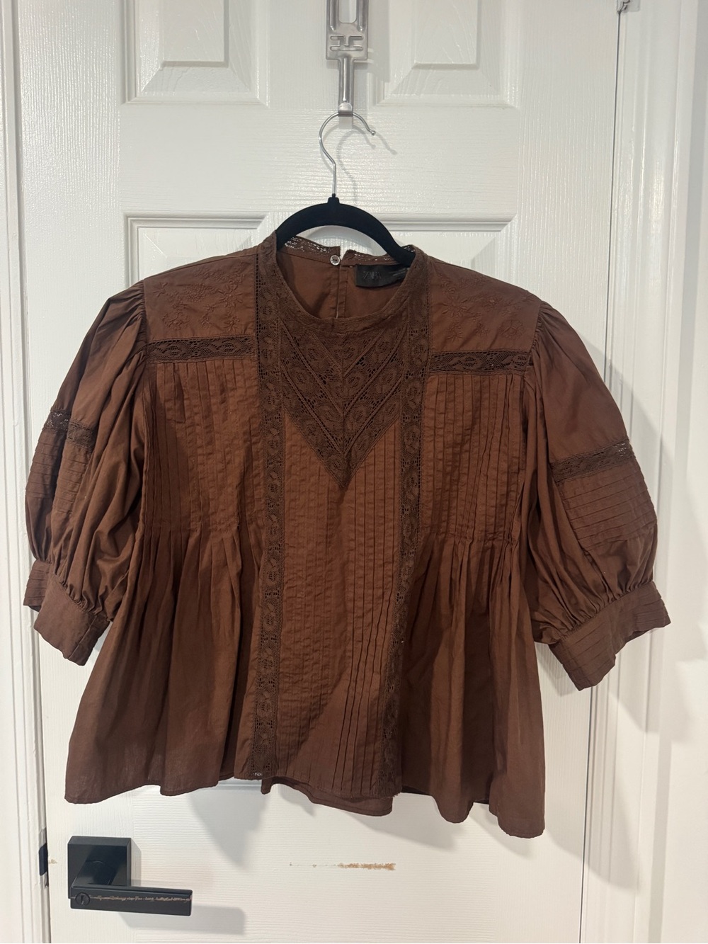 Zara ZW collection Lace Blouse - Brown - L - Picture 4 of 9